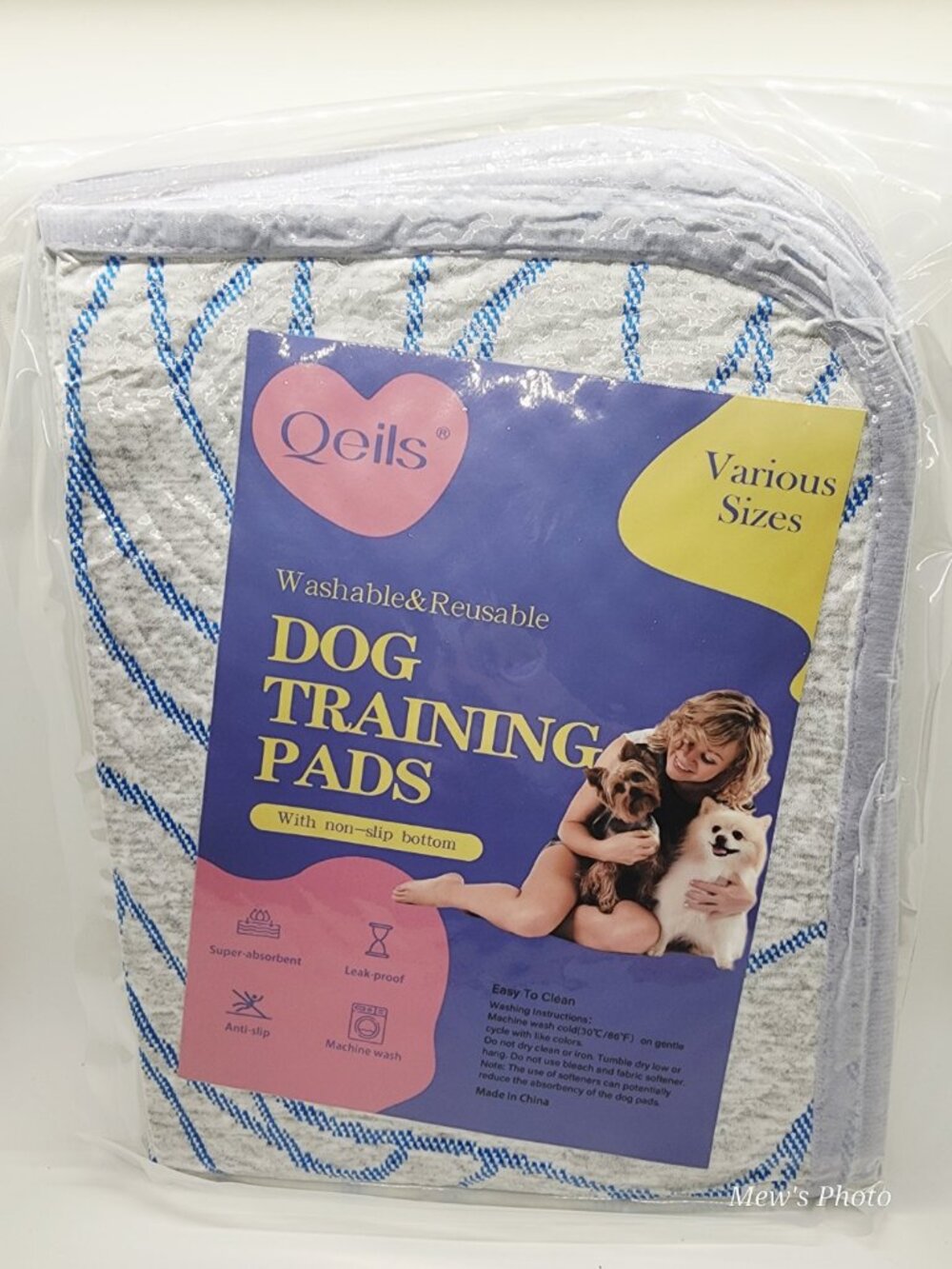 Qeils Washable & Reusable Dog Training Pads with Non-Slip Bottom